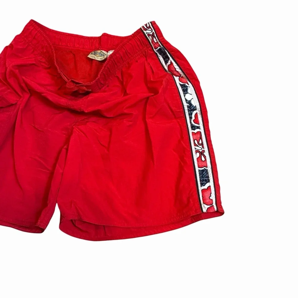 Vtg Hobie Swim Trunks Board Surf Shorts Hawaiian Hibiscus 90s‎ Cargo Pocket Red